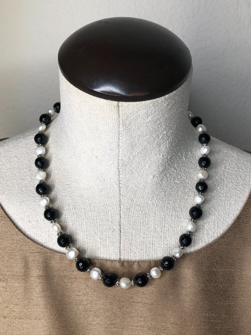 LOVELY, Black Onyx and Freshwater Pearl Necklace